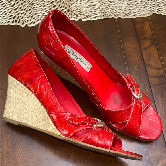 Brighton Red Patent Leather Heels with Buckle Detail - Picture 4 of 5